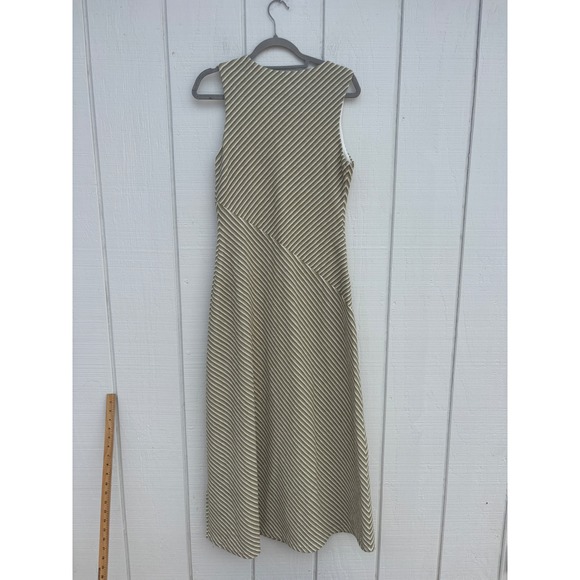 NWT Mon Renn Ripple Dress Sage Stripe Sleeveless Maxi L 12 - Picture 7 of 7